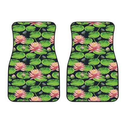 Water Lily Flower Pattern Print Front Car Floor Mats