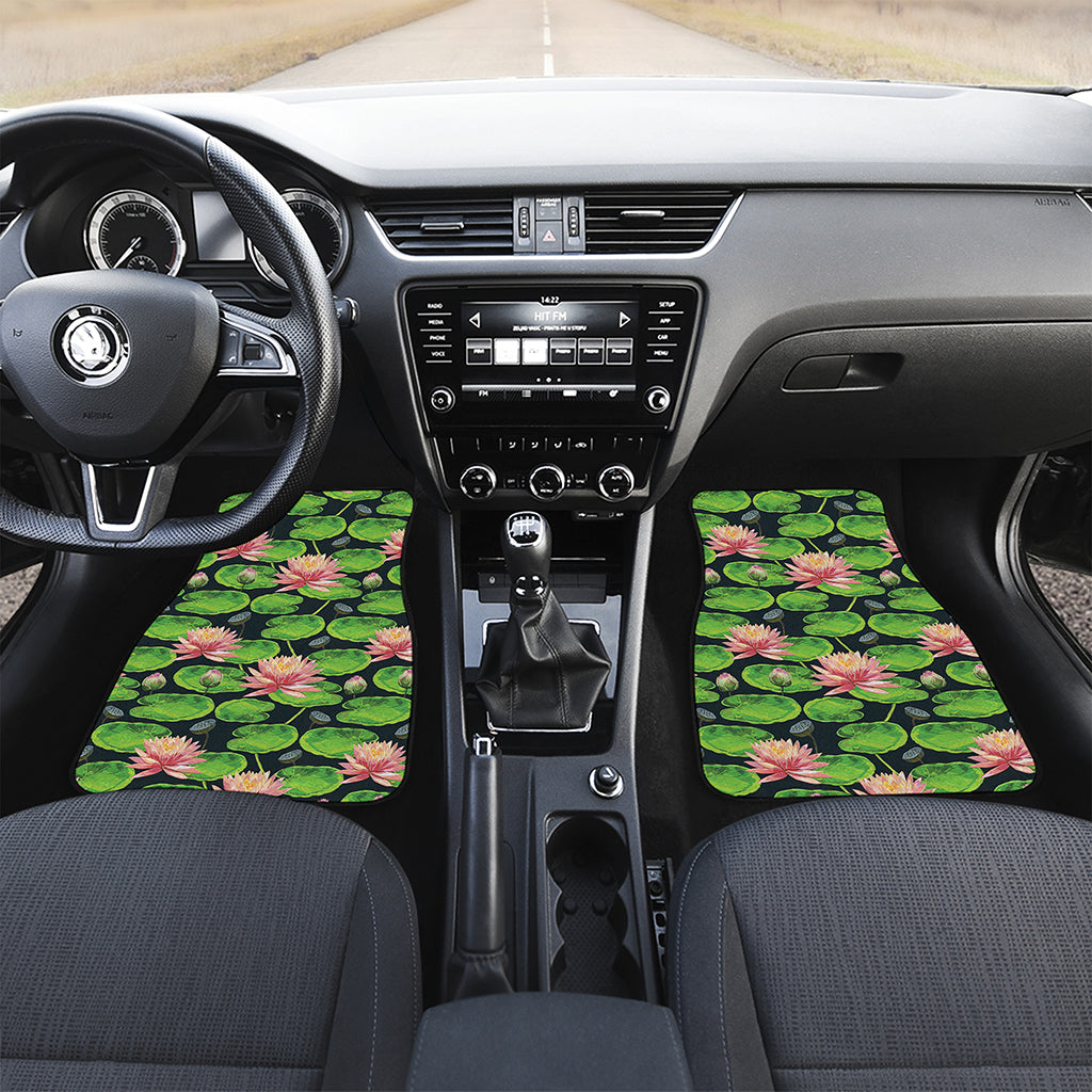 Water Lily Flower Pattern Print Front Car Floor Mats