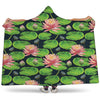 Water Lily Flower Pattern Print Hooded Blanket
