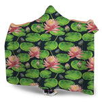 Water Lily Flower Pattern Print Hooded Blanket