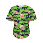 Water Lily Flower Pattern Print Men's Baseball Jersey