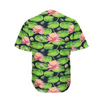 Water Lily Flower Pattern Print Men's Baseball Jersey