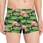 Water Lily Flower Pattern Print Men's Boxer Briefs
