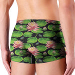 Water Lily Flower Pattern Print Men's Boxer Briefs