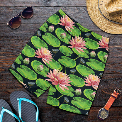 Water Lily Flower Pattern Print Men's Shorts
