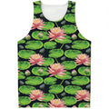 Water Lily Flower Pattern Print Men's Tank Top