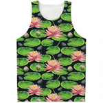 Water Lily Flower Pattern Print Men's Tank Top