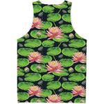 Water Lily Flower Pattern Print Men's Tank Top