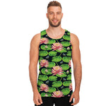 Water Lily Flower Pattern Print Men's Tank Top