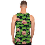 Water Lily Flower Pattern Print Men's Tank Top