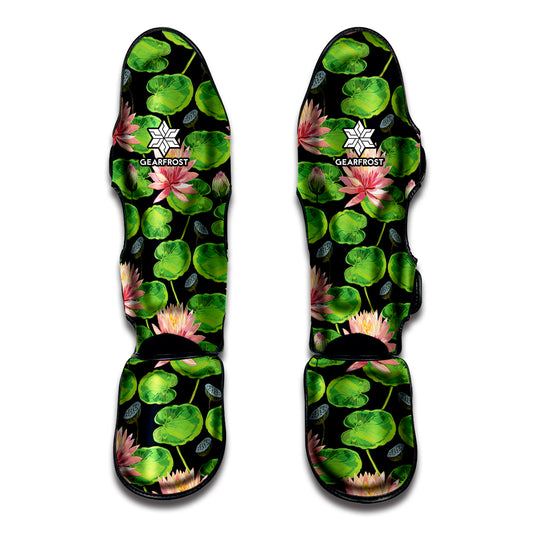 Water Lily Flower Pattern Print Muay Thai Shin Guard