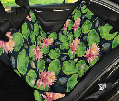 Water Lily Flower Pattern Print Pet Car Back Seat Cover