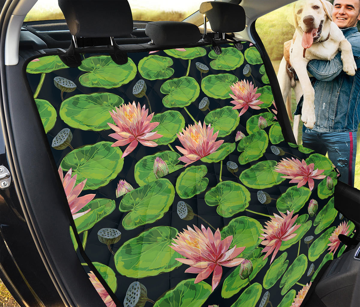 Water Lily Flower Pattern Print Pet Car Back Seat Cover