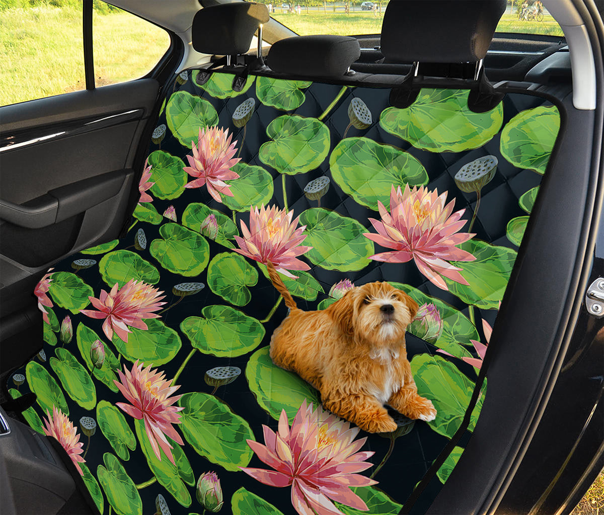 Water Lily Flower Pattern Print Pet Car Back Seat Cover