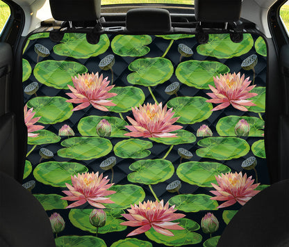 Water Lily Flower Pattern Print Pet Car Back Seat Cover
