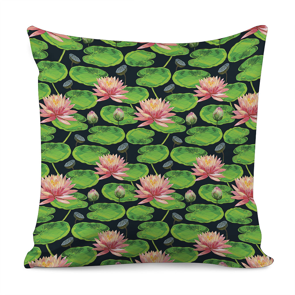 Water Lily Flower Pattern Print Pillow Cover