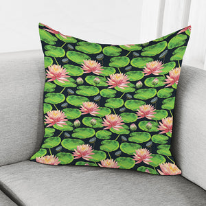 Water Lily Flower Pattern Print Pillow Cover