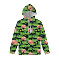 Water Lily Flower Pattern Print Pullover Hoodie