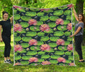 Water Lily Flower Pattern Print Quilt