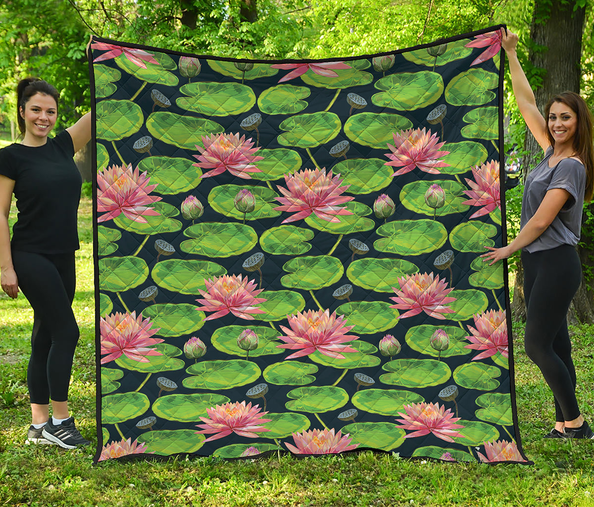 Water Lily Flower Pattern Print Quilt