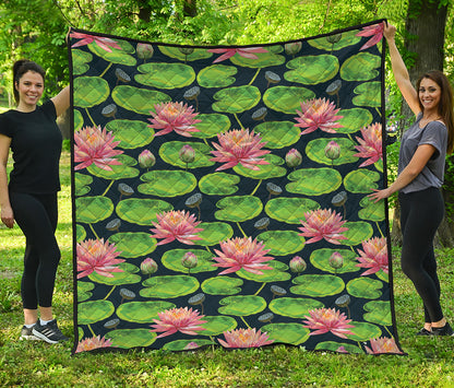 Water Lily Flower Pattern Print Quilt