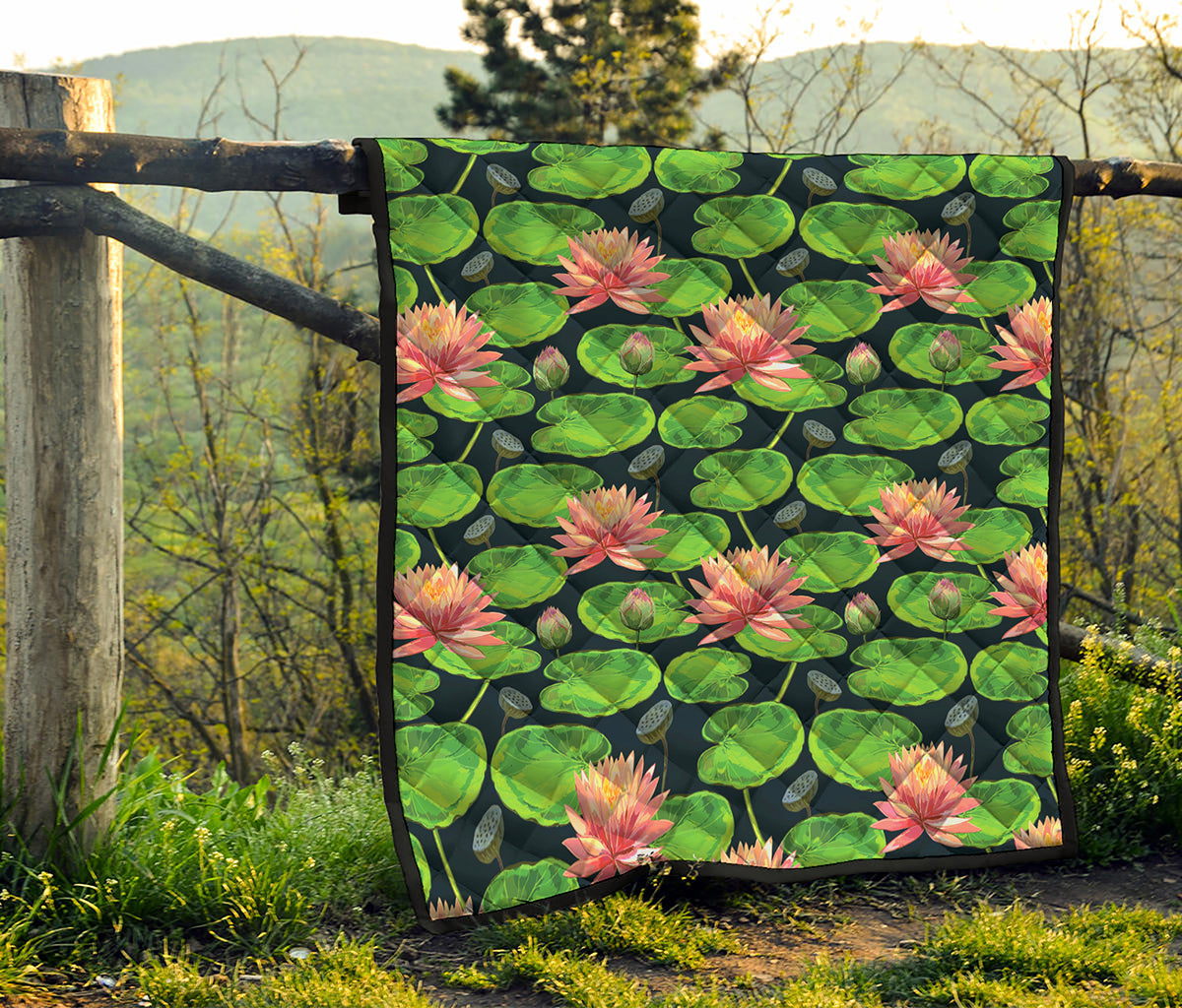 Water Lily Flower Pattern Print Quilt