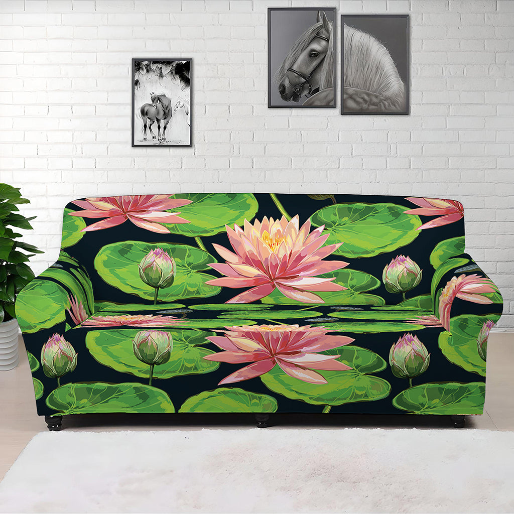 Water Lily Flower Pattern Print Sofa Cover