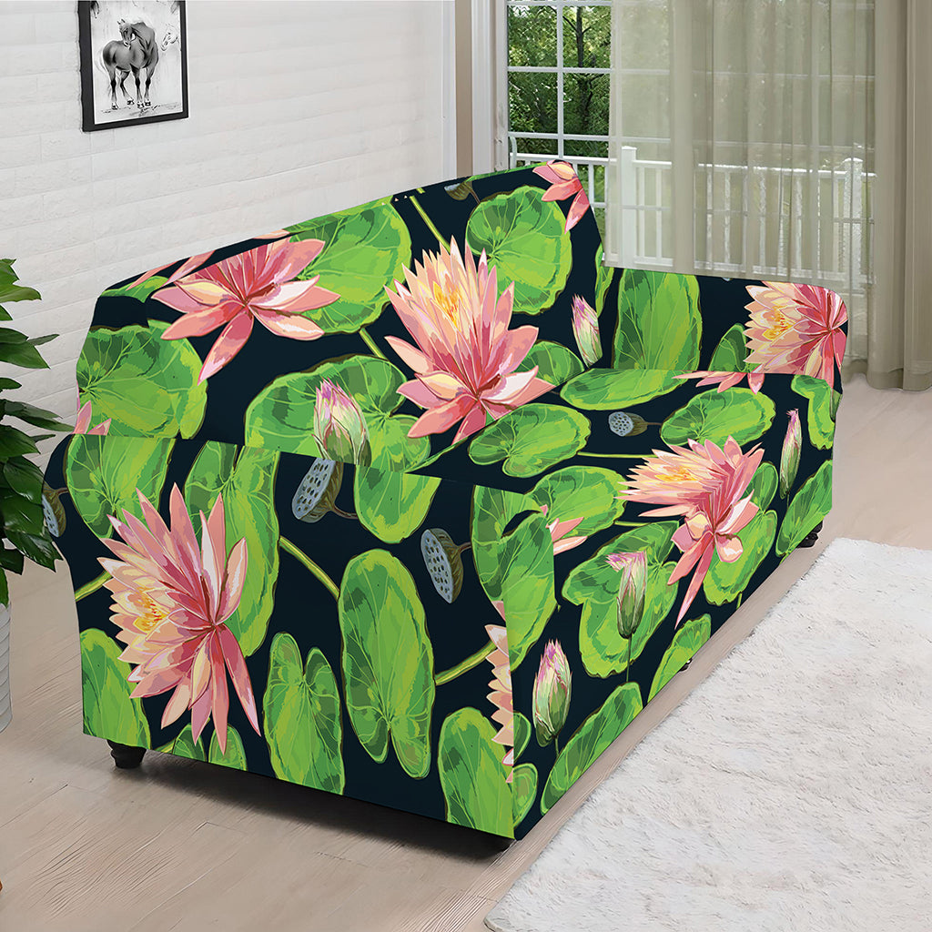 Water Lily Flower Pattern Print Sofa Cover