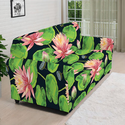 Water Lily Flower Pattern Print Sofa Cover