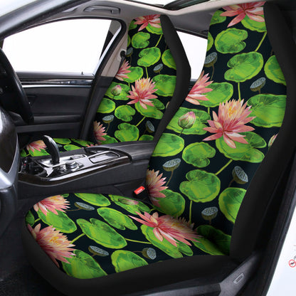 Water Lily Flower Pattern Print Universal Fit Car Seat Covers