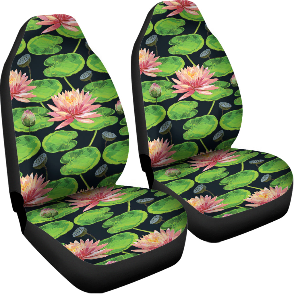 Water Lily Flower Pattern Print Universal Fit Car Seat Covers