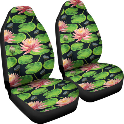 Water Lily Flower Pattern Print Universal Fit Car Seat Covers