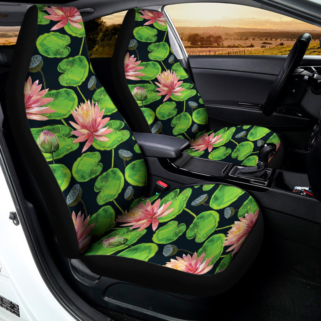 Water Lily Flower Pattern Print Universal Fit Car Seat Covers