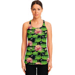 Water Lily Flower Pattern Print Women's Racerback Tank Top