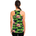 Water Lily Flower Pattern Print Women's Racerback Tank Top