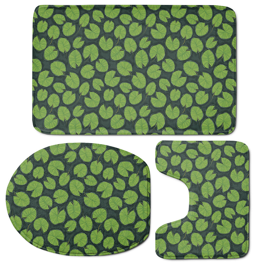 Water Lily Pads Pattern Print 3 Piece Bath Mat Set