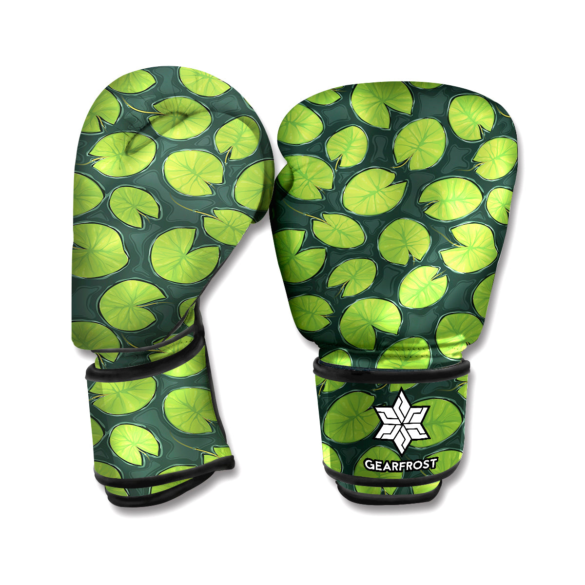 Water Lily Pads Pattern Print Boxing Gloves