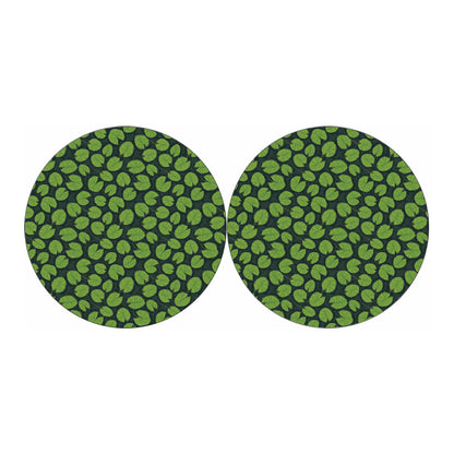 Water Lily Pads Pattern Print Car Coasters