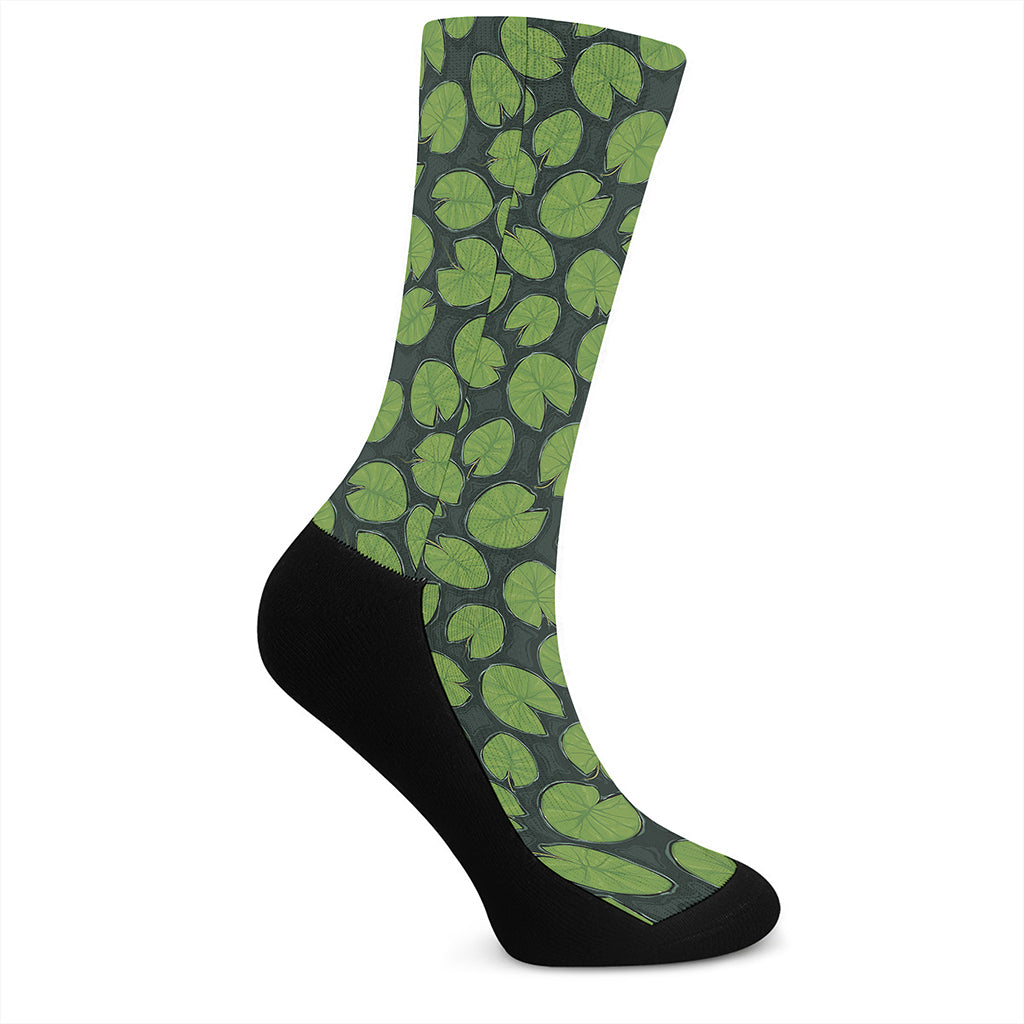 Water Lily Pads Pattern Print Crew Socks
