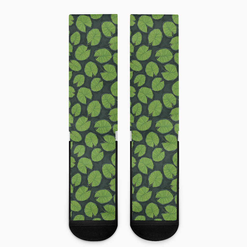 Water Lily Pads Pattern Print Crew Socks