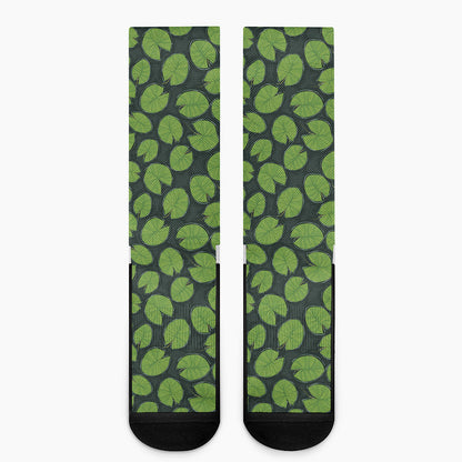Water Lily Pads Pattern Print Crew Socks