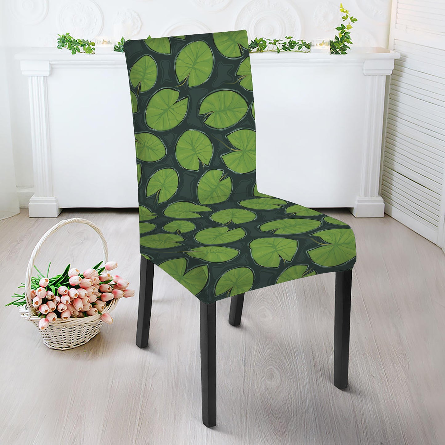 Water Lily Pads Pattern Print Dining Chair Slipcover