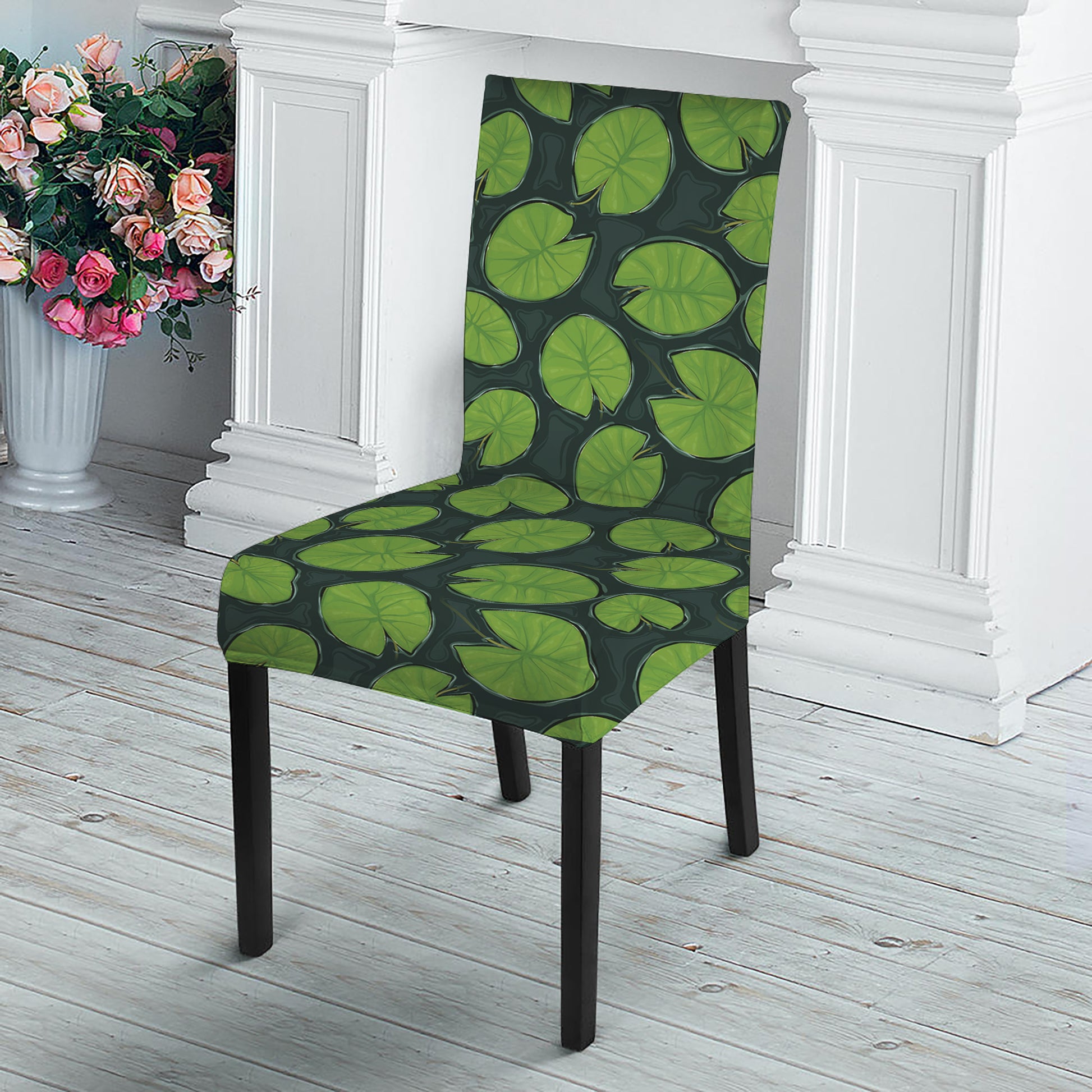 Water Lily Pads Pattern Print Dining Chair Slipcover