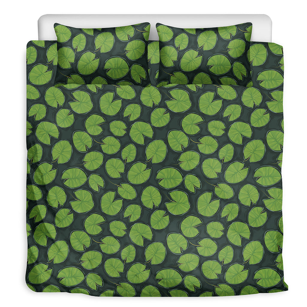 Water Lily Pads Pattern Print Duvet Cover Bedding Set