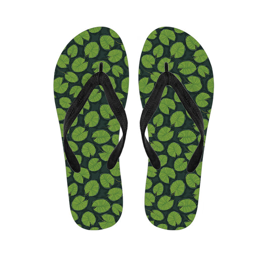 Water Lily Pads Pattern Print Flip Flops