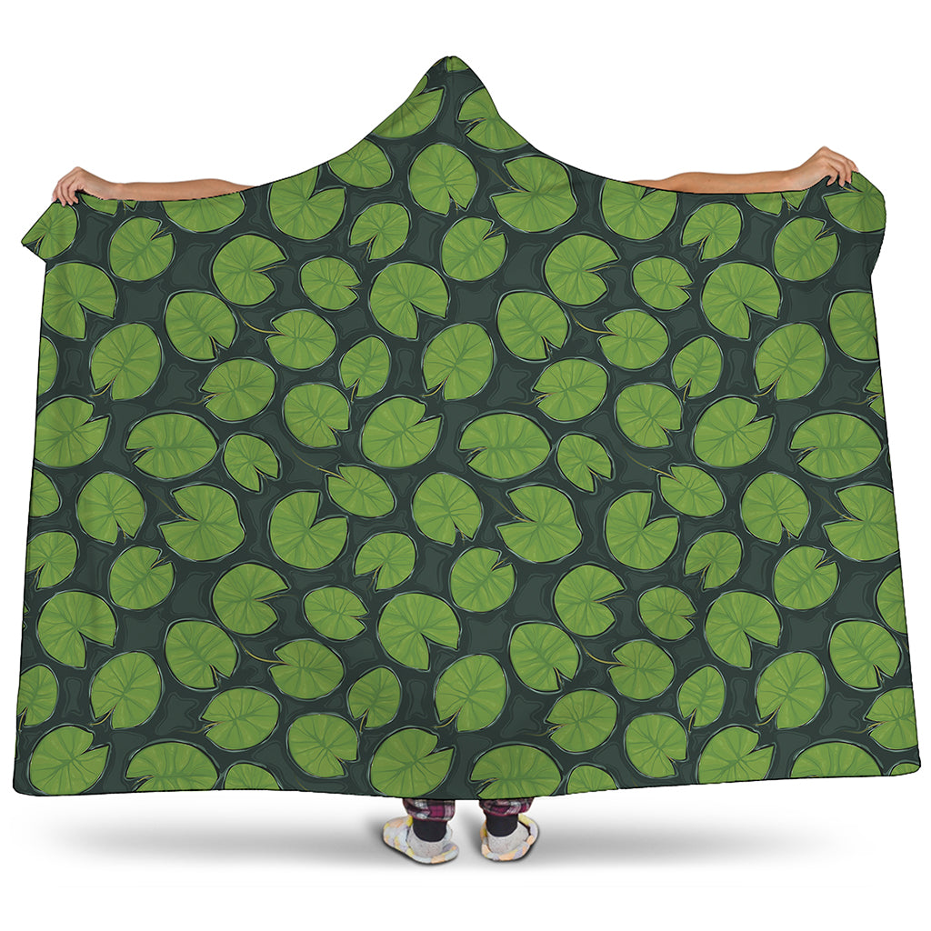 Water Lily Pads Pattern Print Hooded Blanket