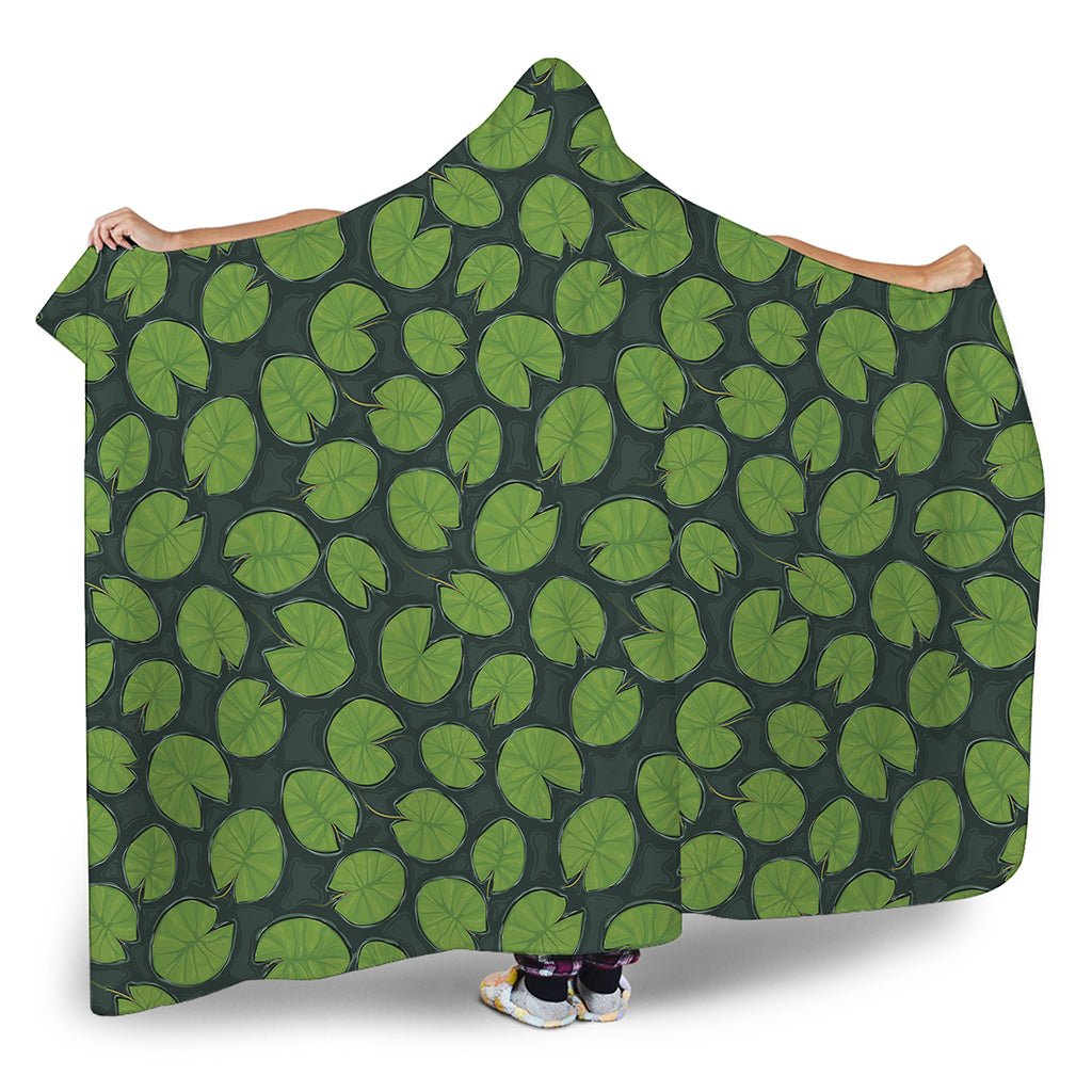 Water Lily Pads Pattern Print Hooded Blanket