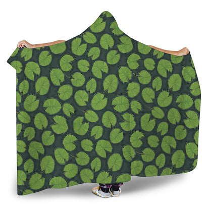Water Lily Pads Pattern Print Hooded Blanket