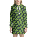 Water Lily Pads Pattern Print Hoodie Dress