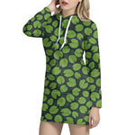 Water Lily Pads Pattern Print Hoodie Dress